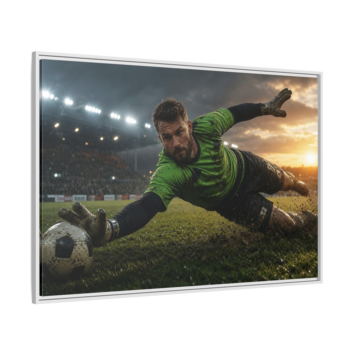 Side Mockup 7. Sports Soccer Goalie Soccer Goalie shown as framed canvas print