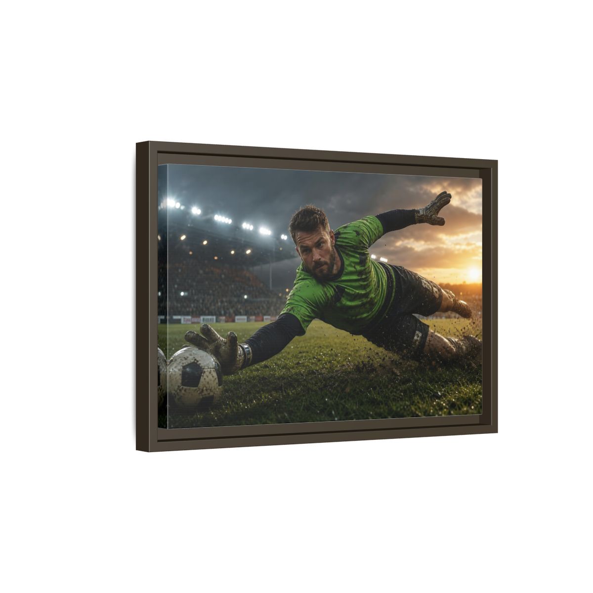 Side Mockup 5. Sports Soccer Goalie Soccer Goalie shown as framed canvas print