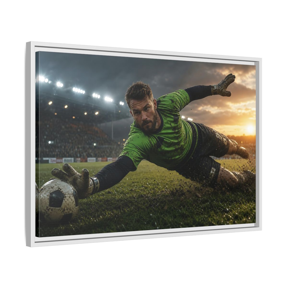 Side Mockup 10. Sports Soccer Goalie Soccer Goalie shown as framed canvas print