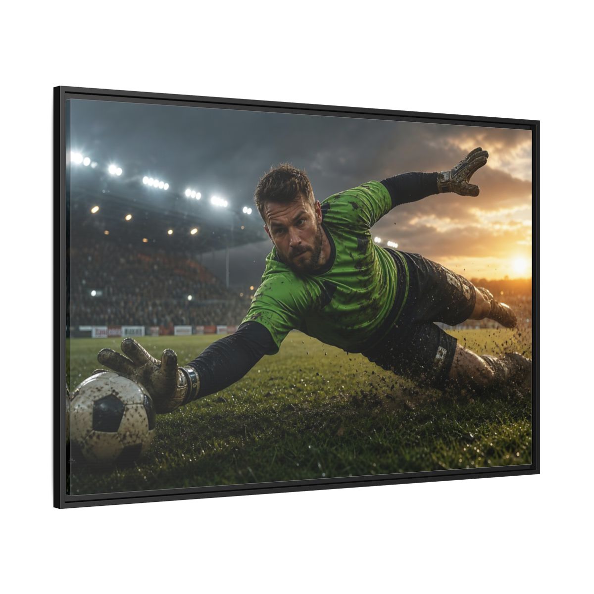 Side Mockup 12. Sports Soccer Goalie Soccer Goalie shown as framed canvas print