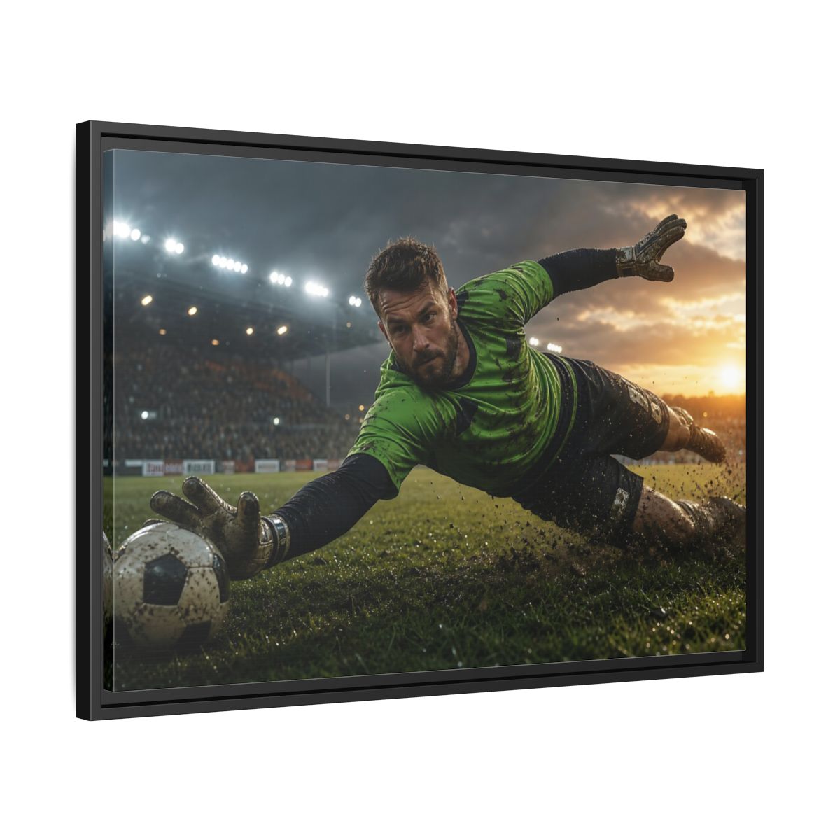 Side Mockup 14. Sports Soccer Goalie Soccer Goalie shown as framed canvas print