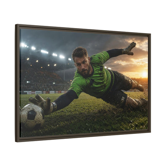 Main Mockup. Sports Soccer Goalie Soccer Goalie shown as framed canvas print