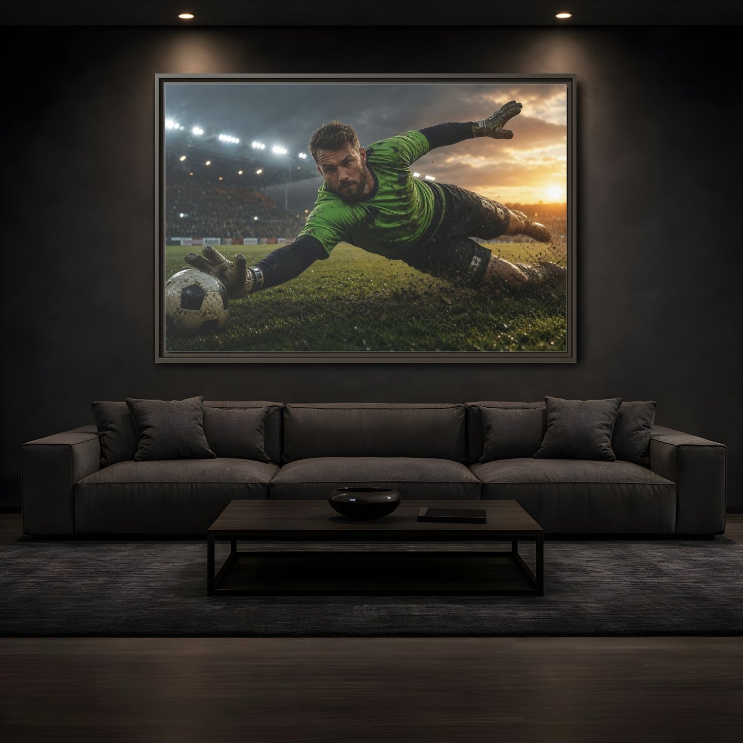 Mockup 3. Sports Soccer Goalie Soccer Goalie shown as framed canvas print