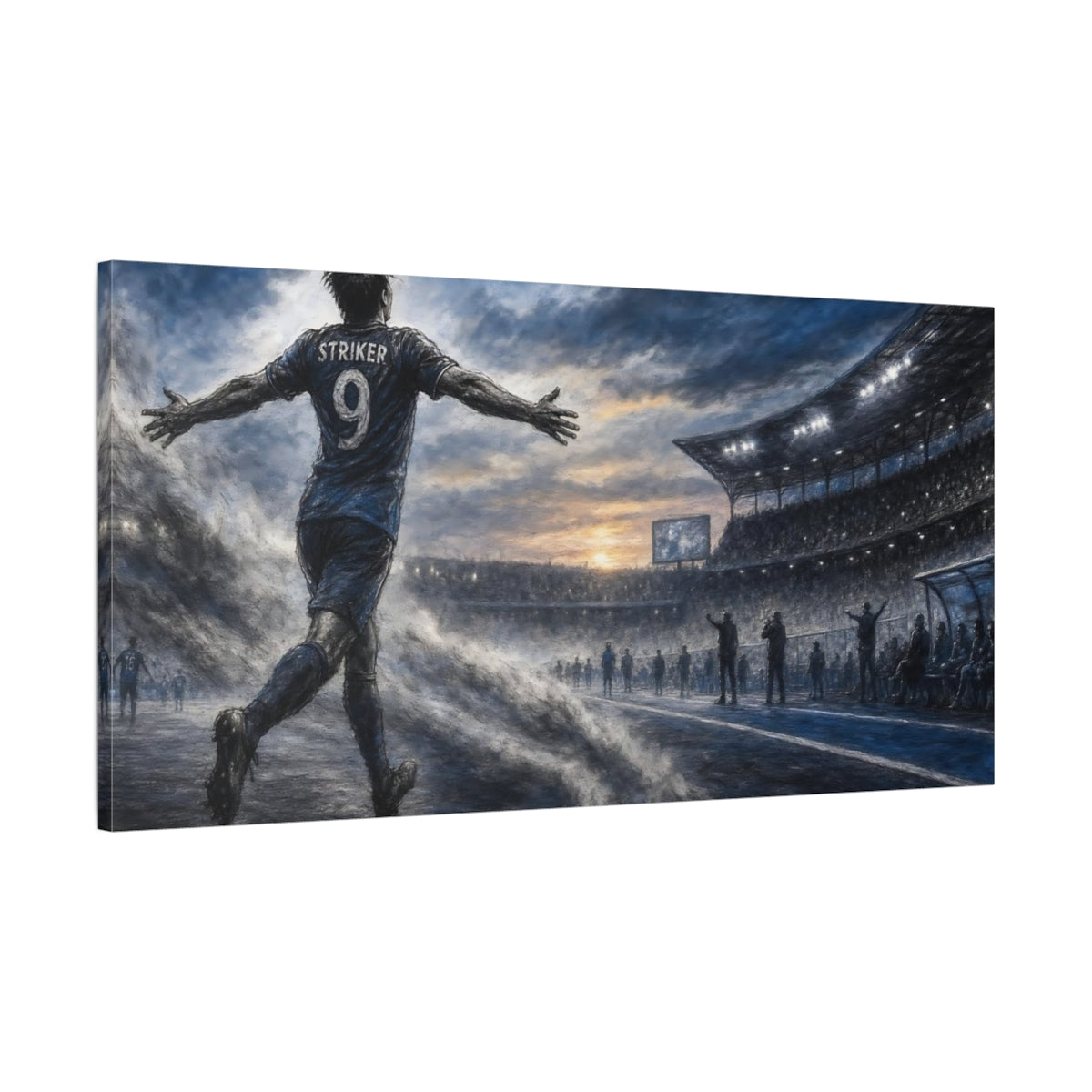 Main Mockup. Sports Soccer Player Soccer Field shown as canvas print