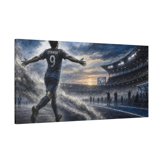 Main Mockup. Sports Soccer Player Soccer Field shown as canvas print