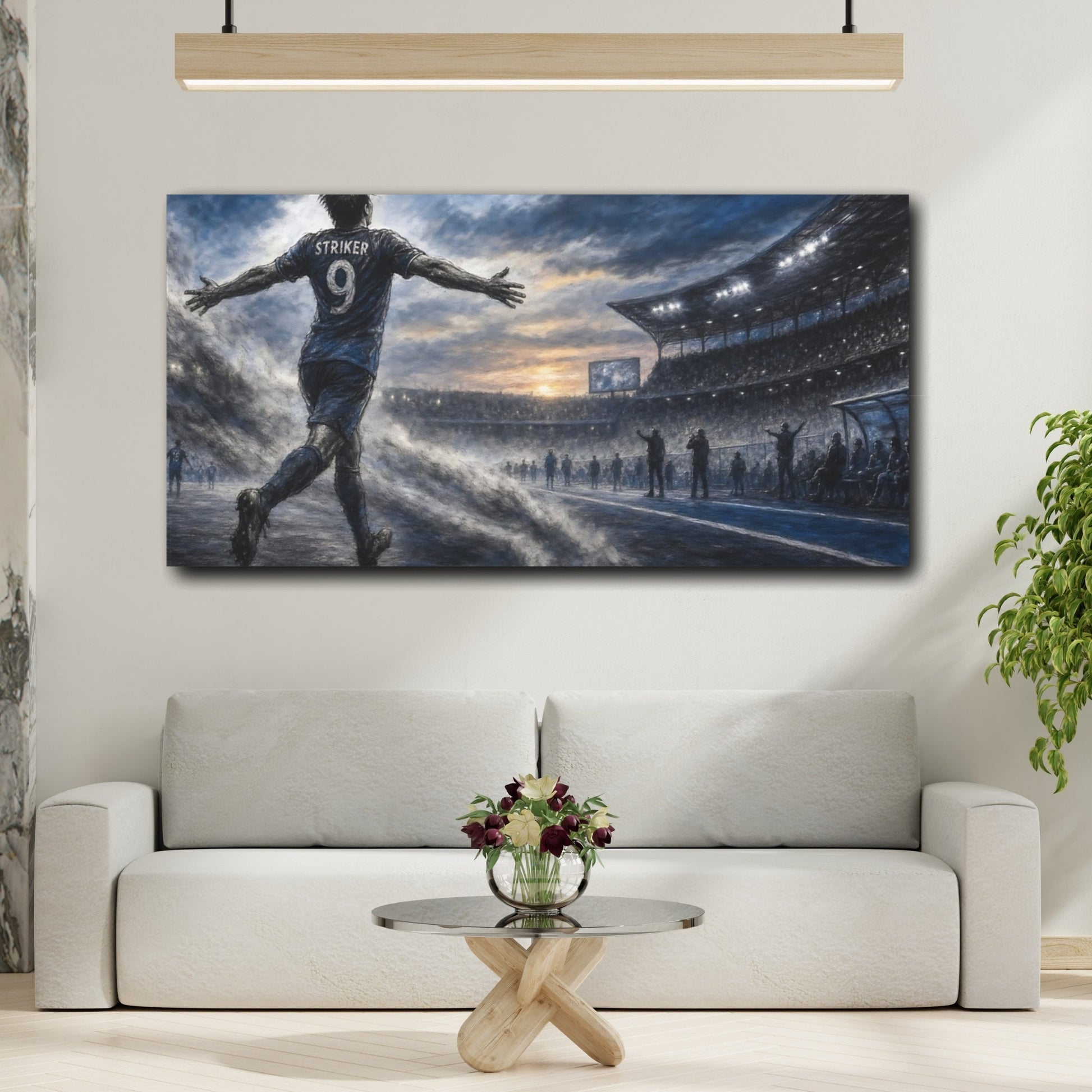 Mockup 2. Sports Soccer Player Soccer Field shown as canvas print