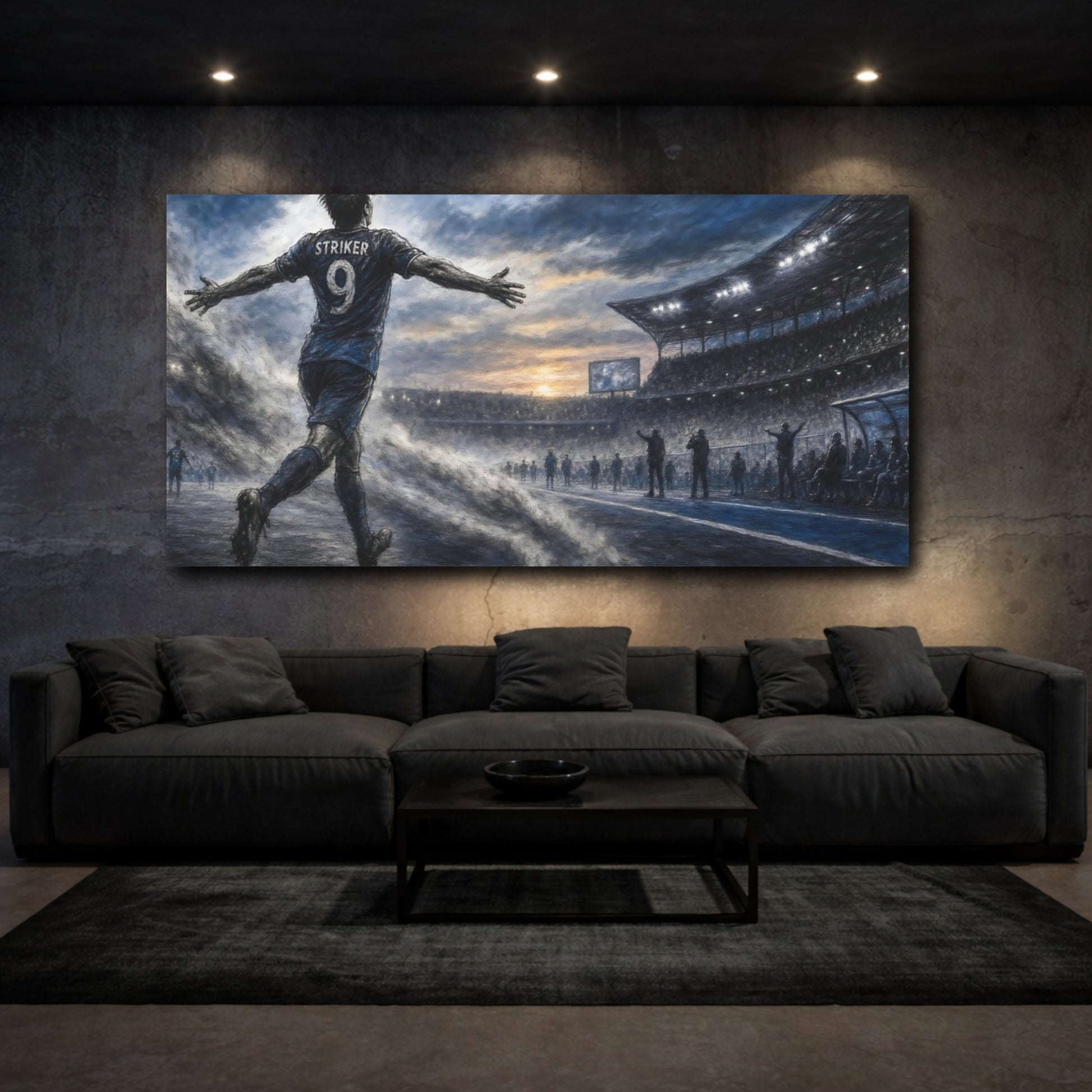 Mockup 4. Sports Soccer Player Soccer Field shown as canvas print