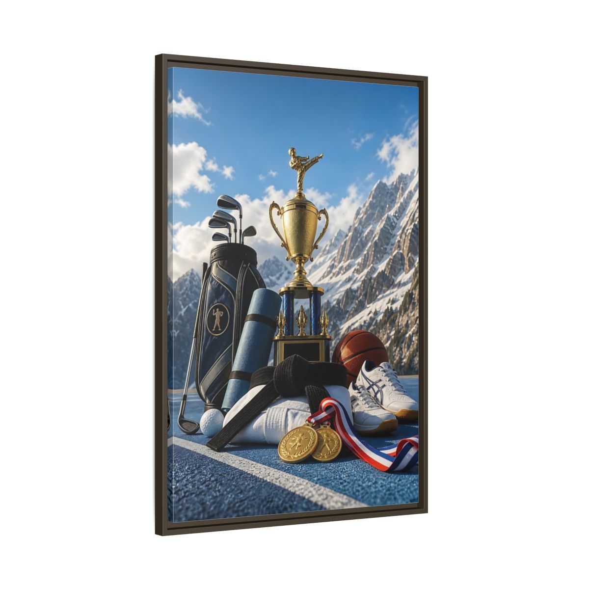 Main Mockup. Sports Sports Awards Sports Awards Gold shown as framed canvas print