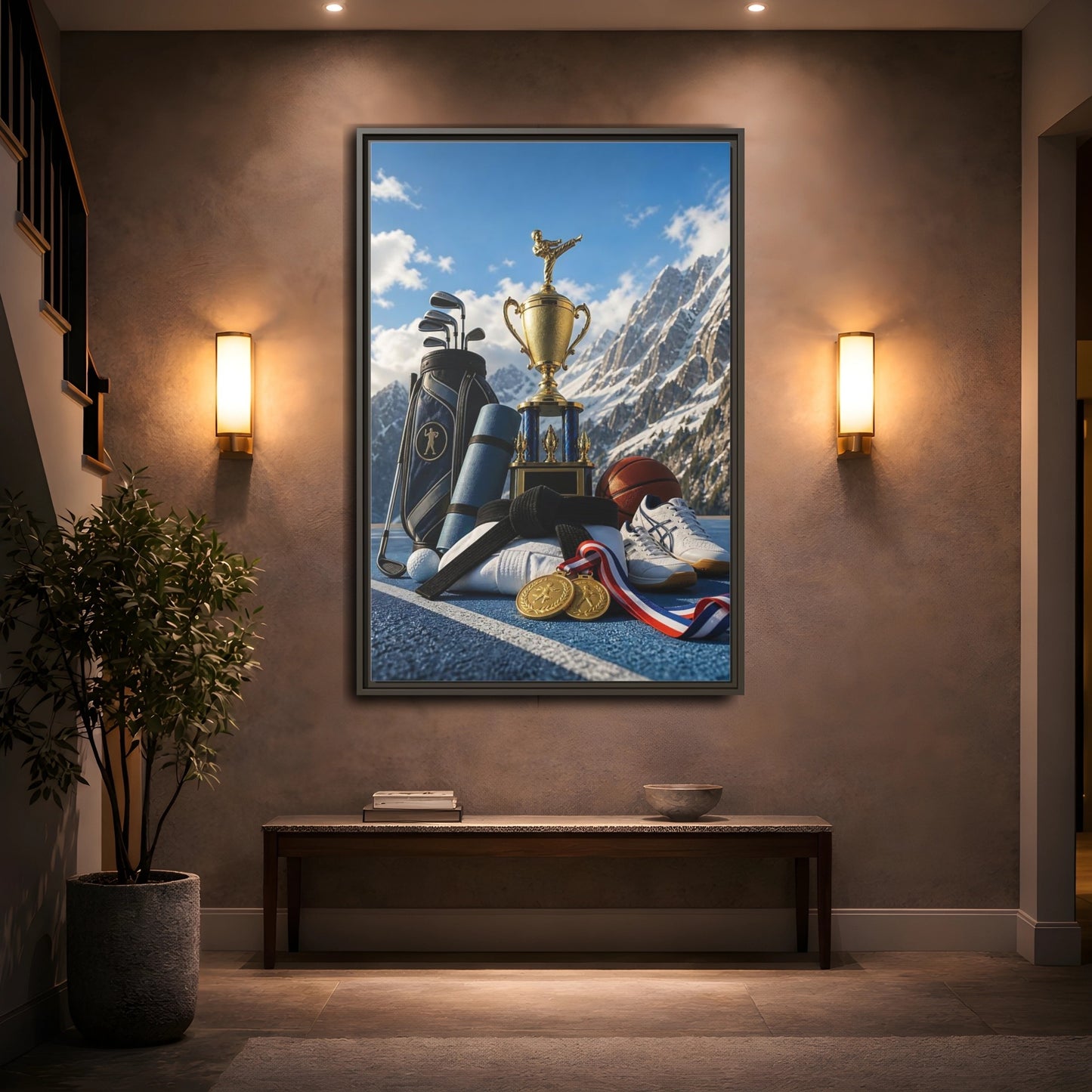 Mockup 2. Sports Sports Awards Sports Awards Gold shown as framed canvas print