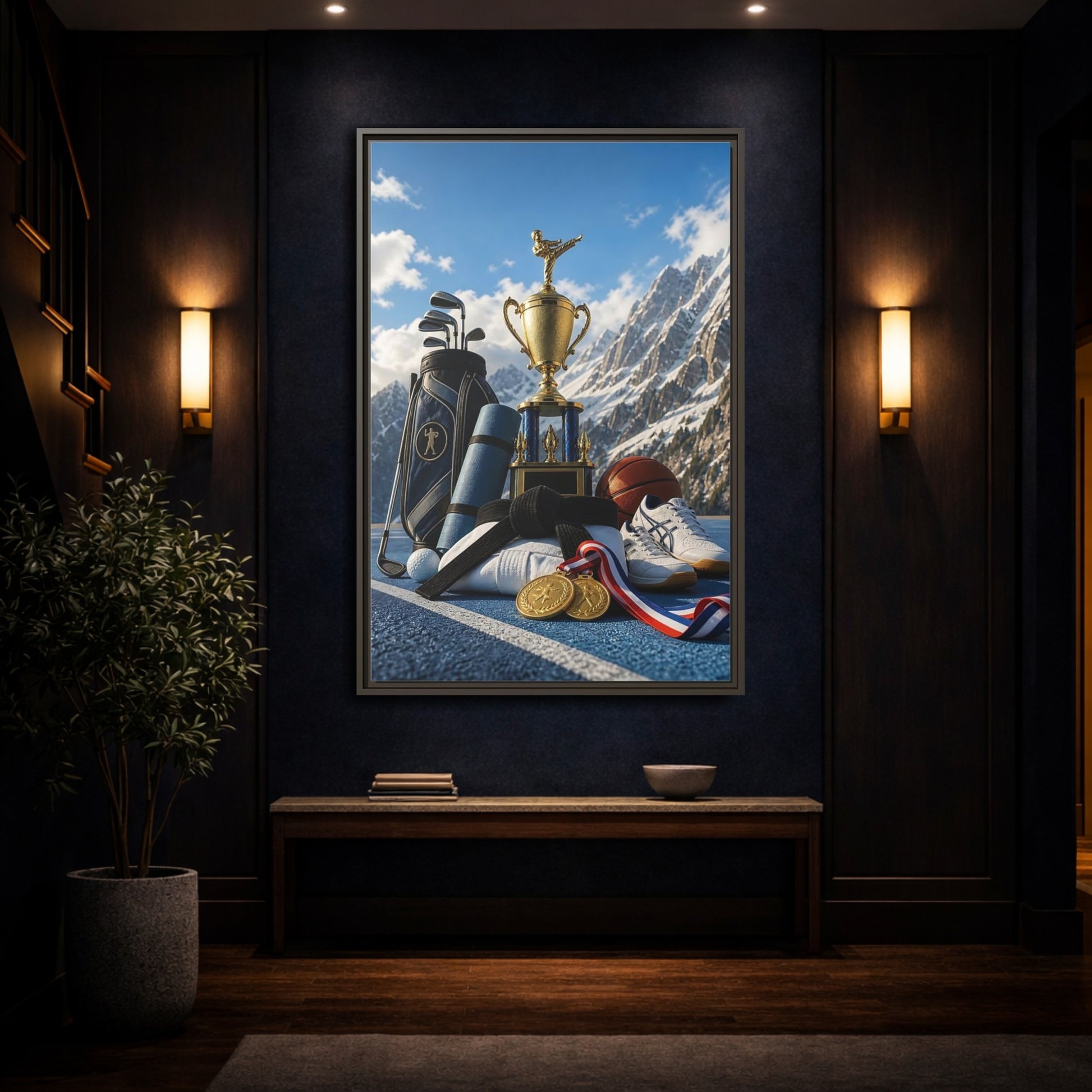 Mockup 4. Sports Sports Awards Sports Awards Gold shown as framed canvas print