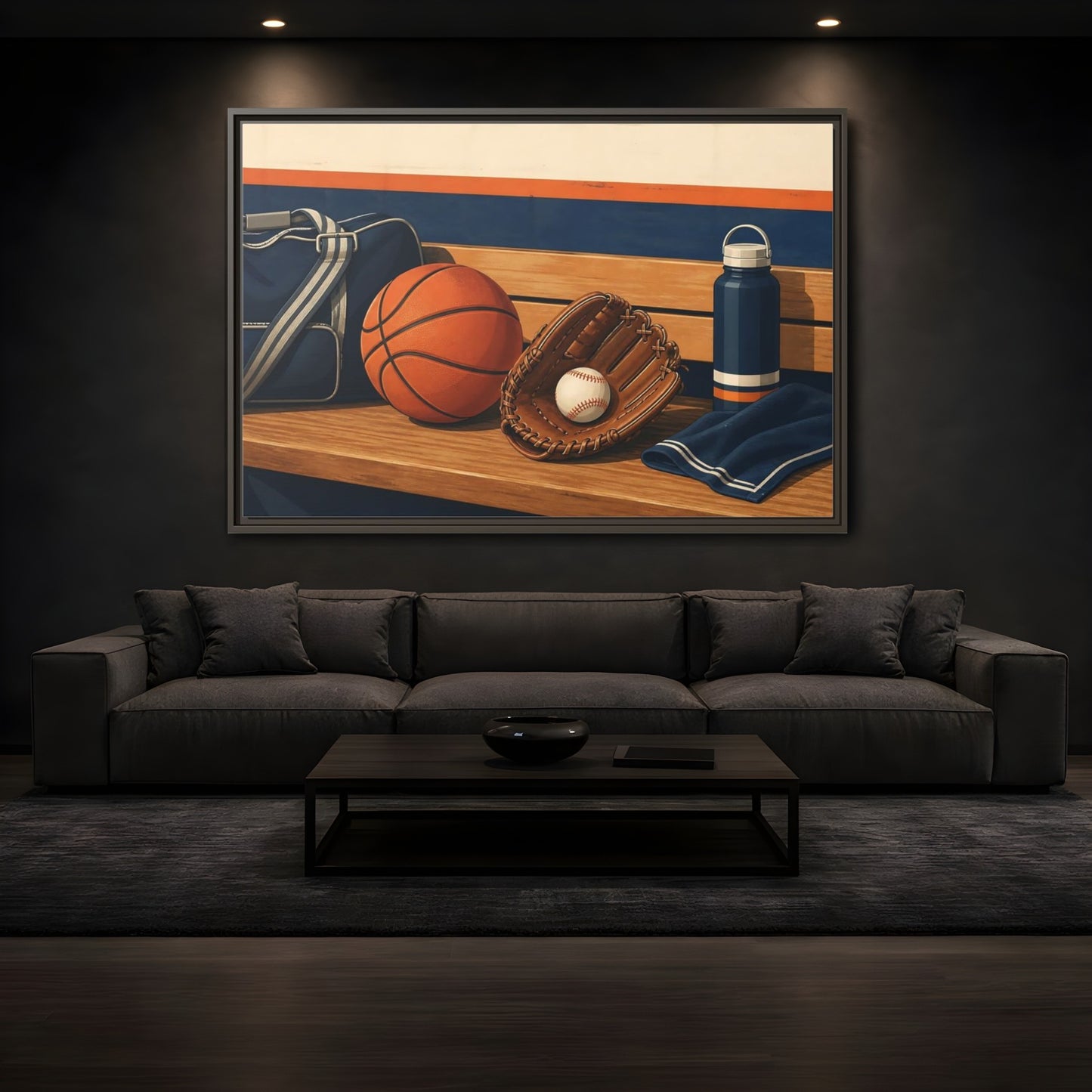 Mockup 3. Sports Sports Equipment Sports Gear shown as framed canvas print