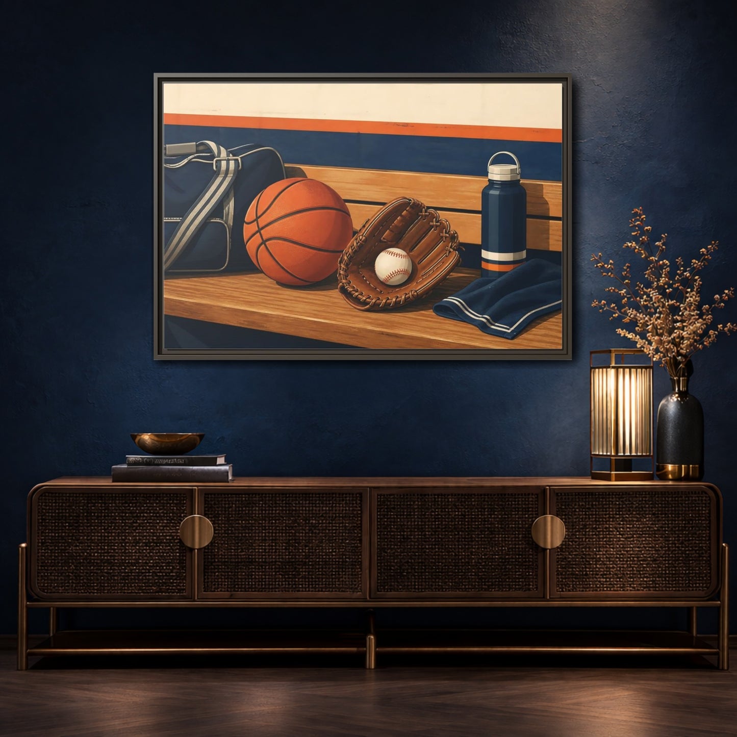 Mockup 4. Sports Sports Equipment Sports Gear shown as framed canvas print