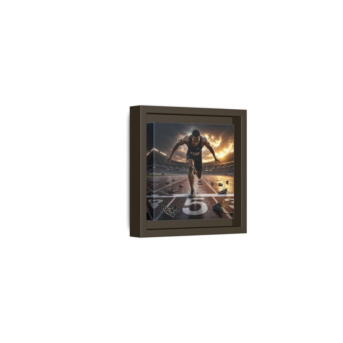 Side Mockup 23. Sports Sprinter Sports Action shown as framed canvas print