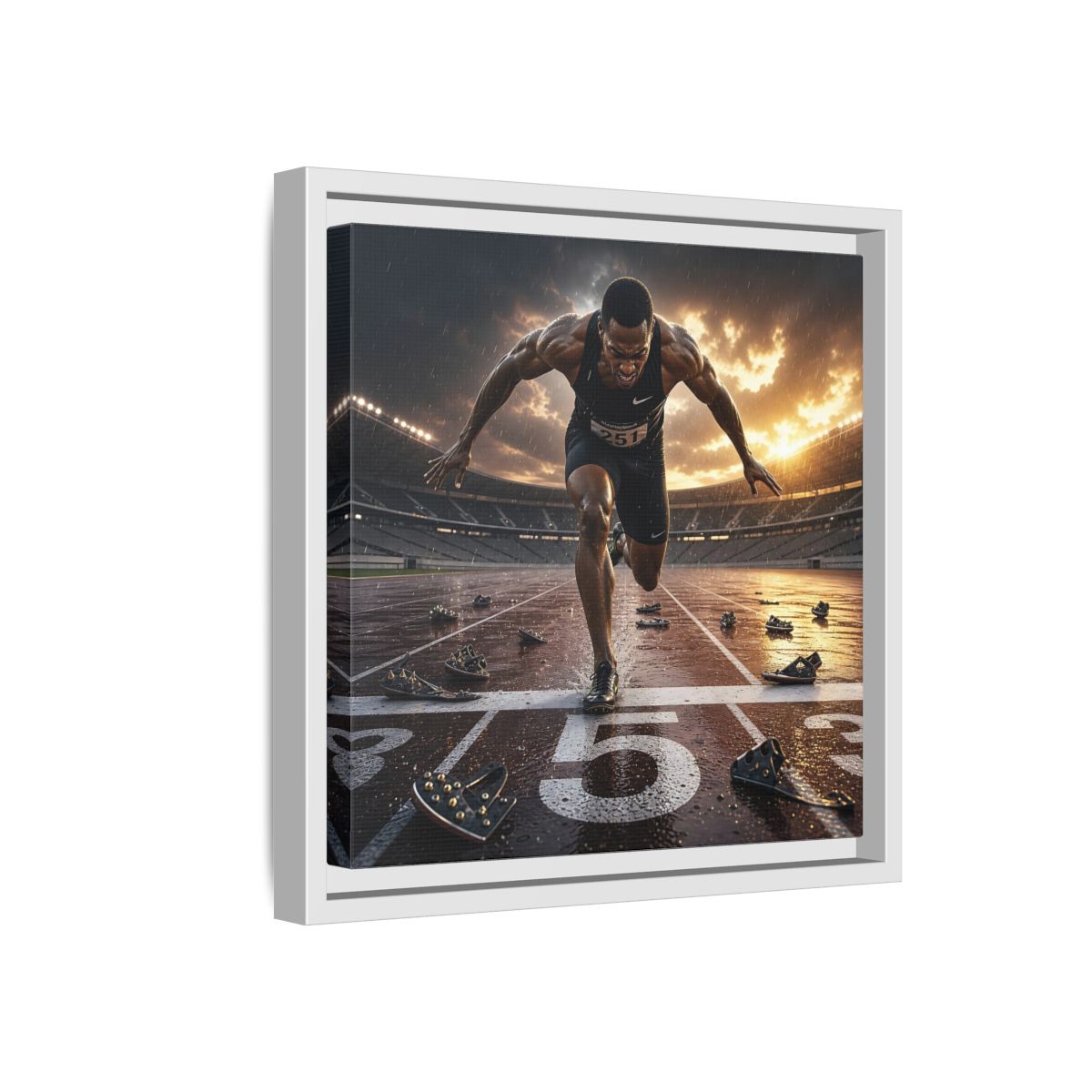 Side Mockup 16. Sports Sprinter Sports Action shown as framed canvas print