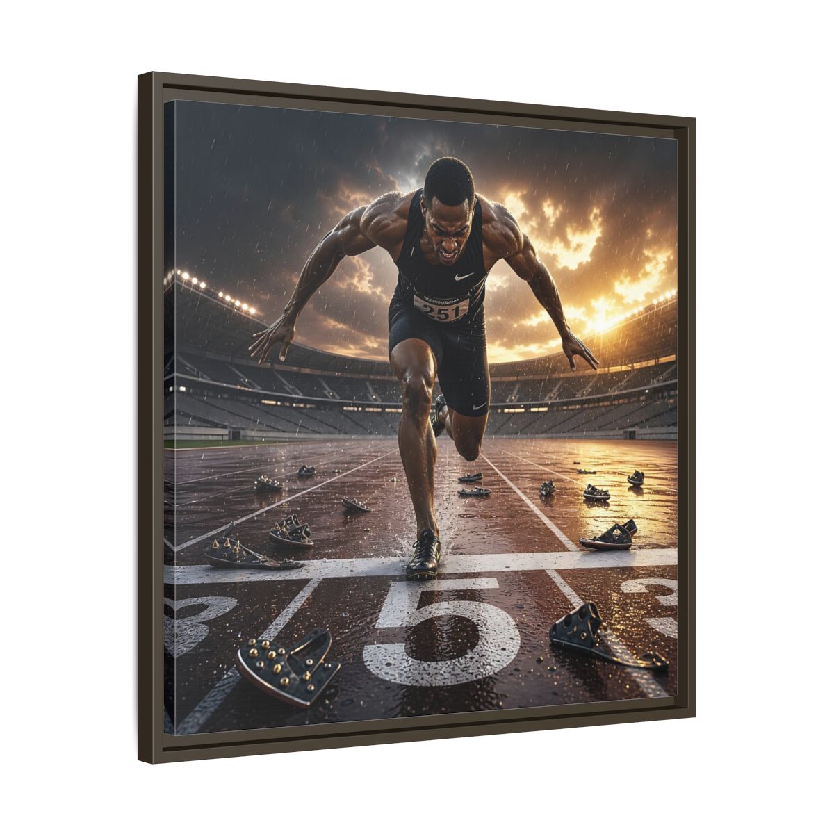 Side Mockup 27. Sports Sprinter Sports Action shown as framed canvas print