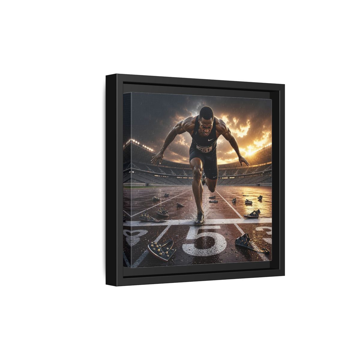 Side Mockup 21. Sports Sprinter Sports Action shown as framed canvas print