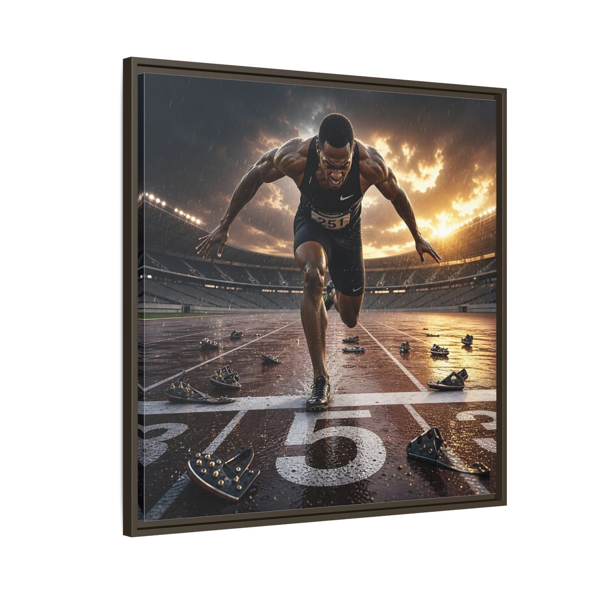 Side Mockup 8. Sports Sprinter Sports Action shown as framed canvas print