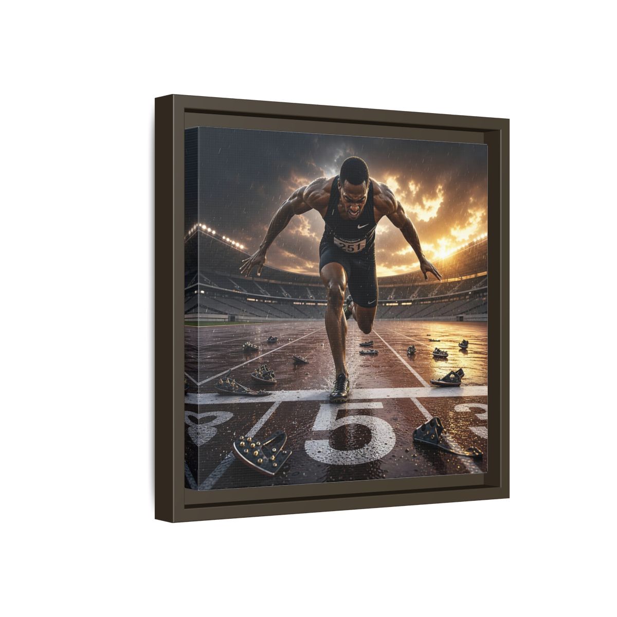 Side Mockup 17. Sports Sprinter Sports Action shown as framed canvas print
