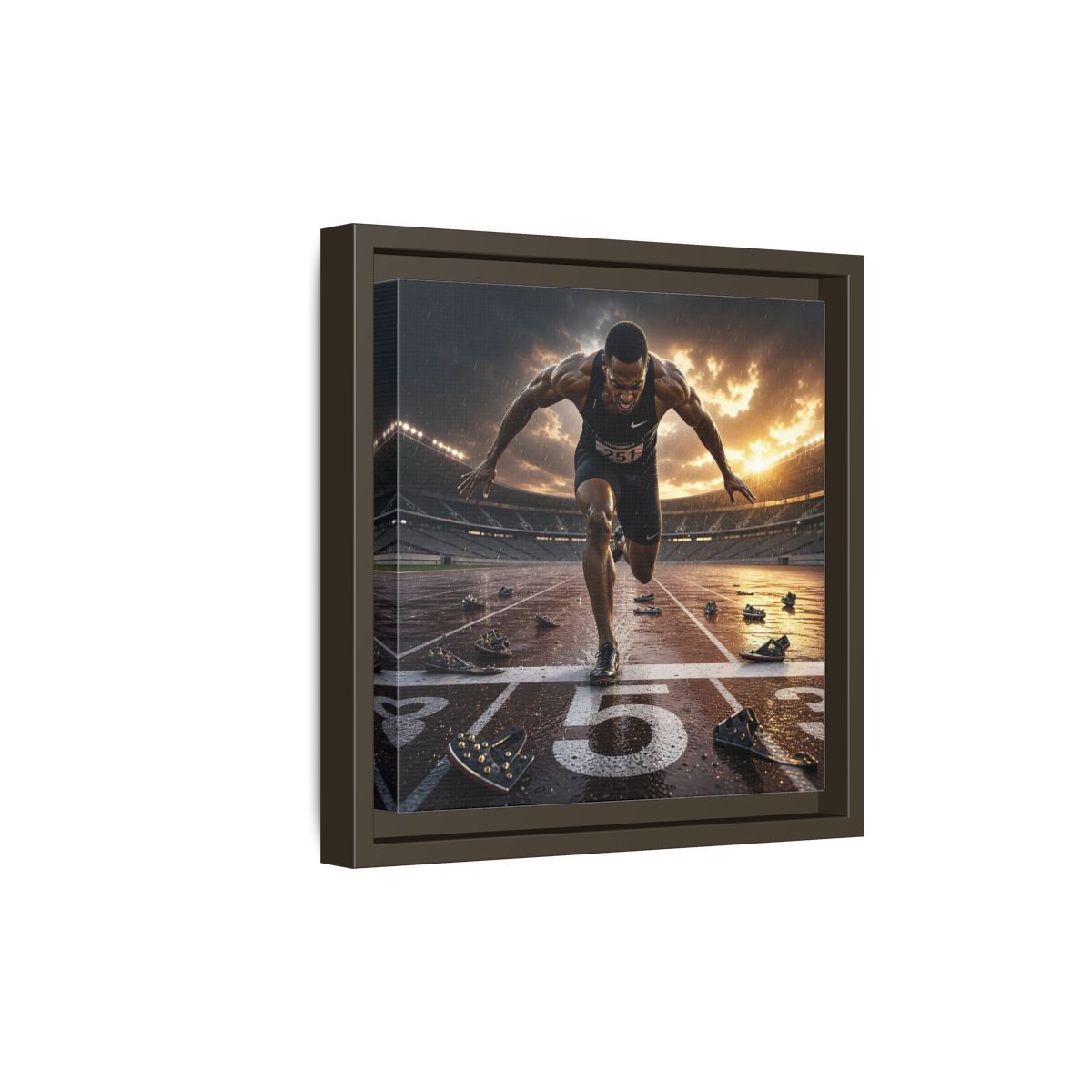 Side Mockup 20. Sports Sprinter Sports Action shown as framed canvas print