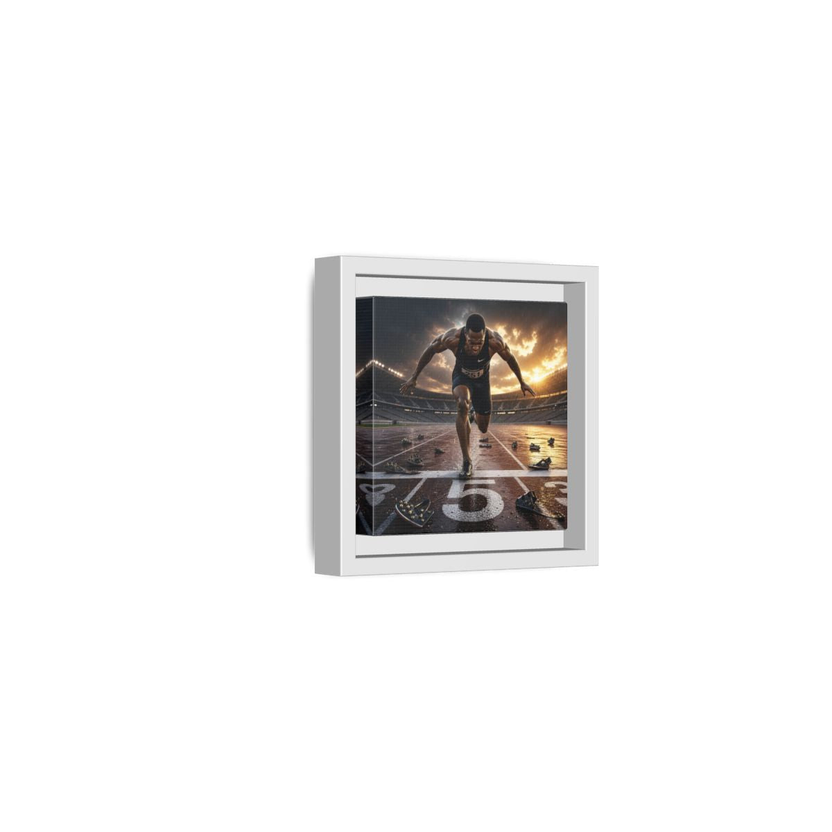 Side Mockup 22. Sports Sprinter Sports Action shown as framed canvas print