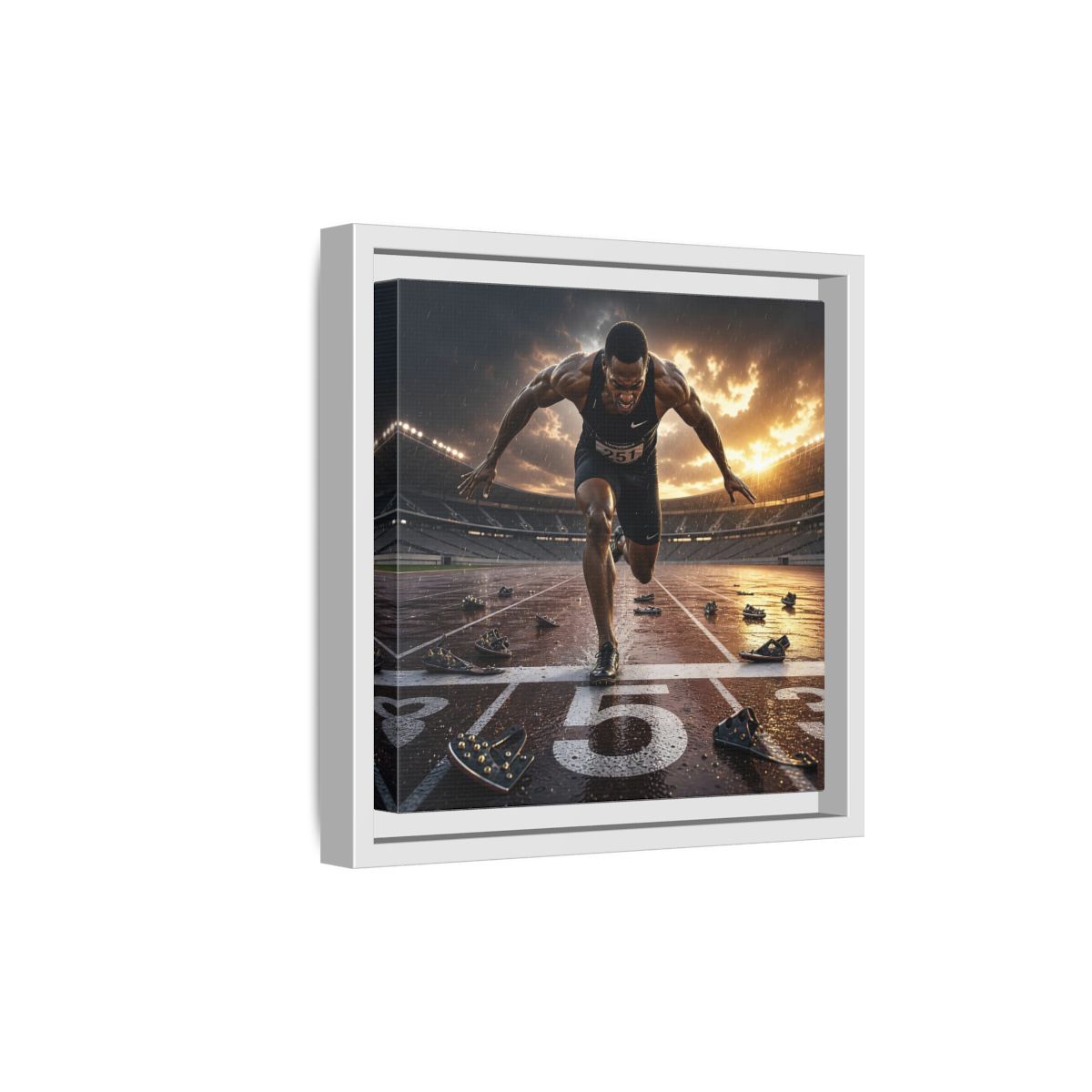 Side Mockup 19. Sports Sprinter Sports Action shown as framed canvas print
