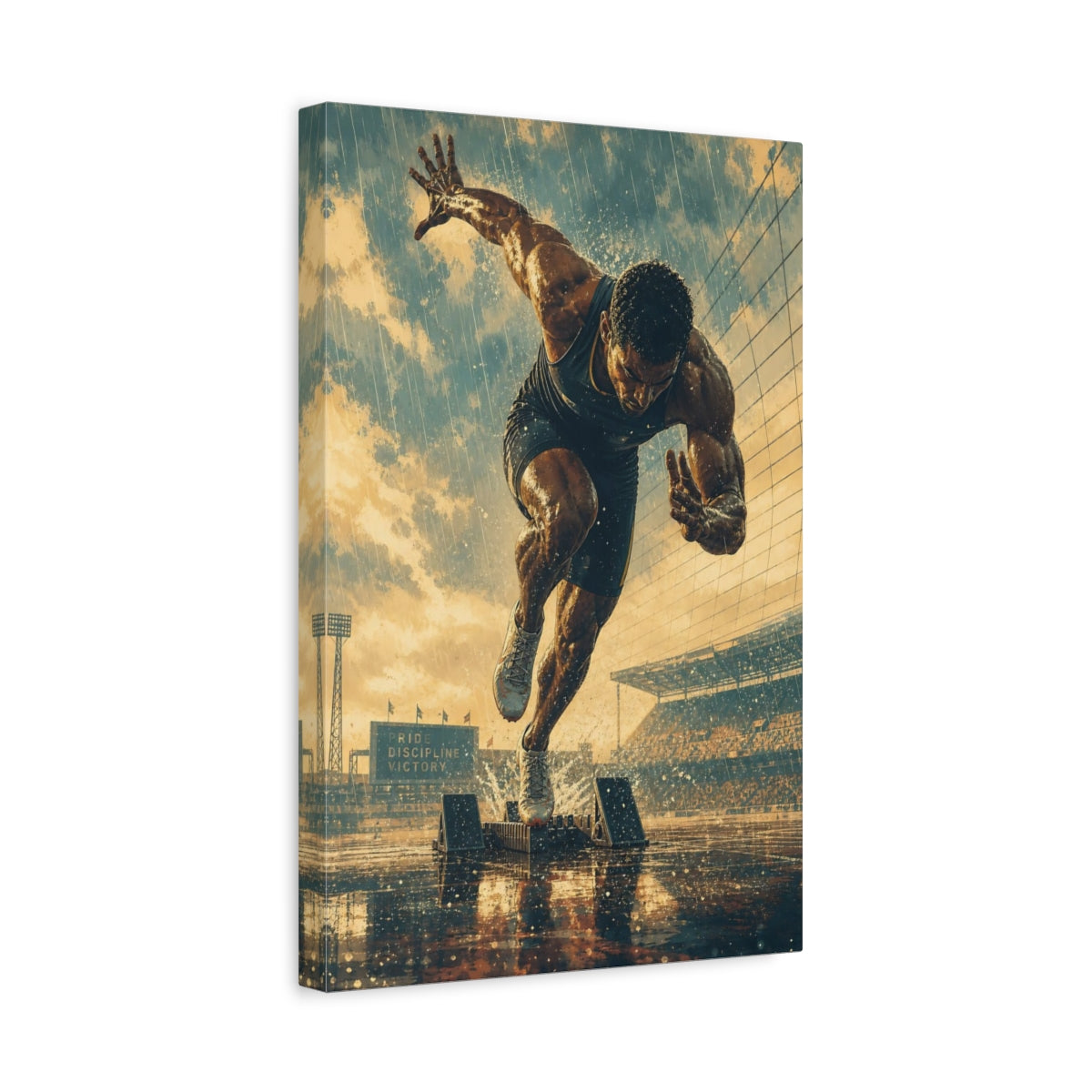 Side Mockup 4. Sports Sprinter Powerful Sprinter shown as canvas print