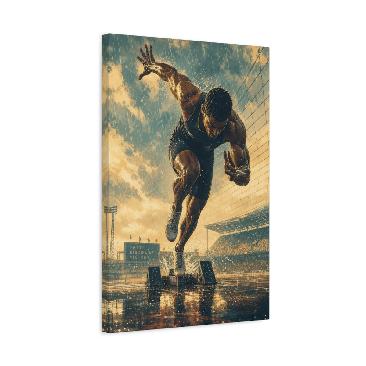 Side Mockup 3. Sports Sprinter Powerful Sprinter shown as canvas print