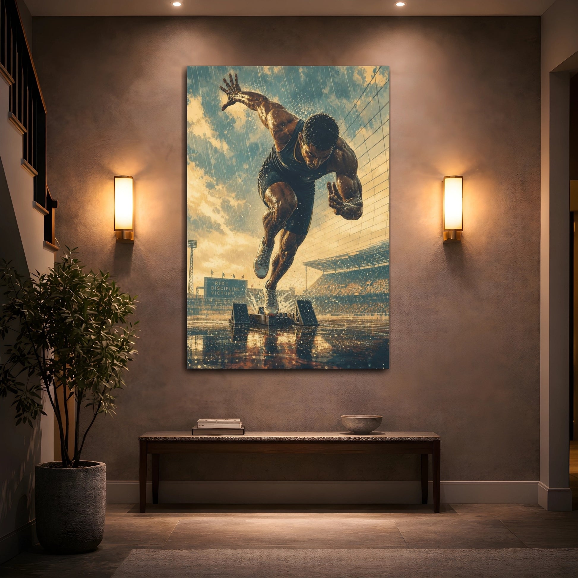 Mockup 2. Sports Sprinter Powerful Sprinter shown as canvas print
