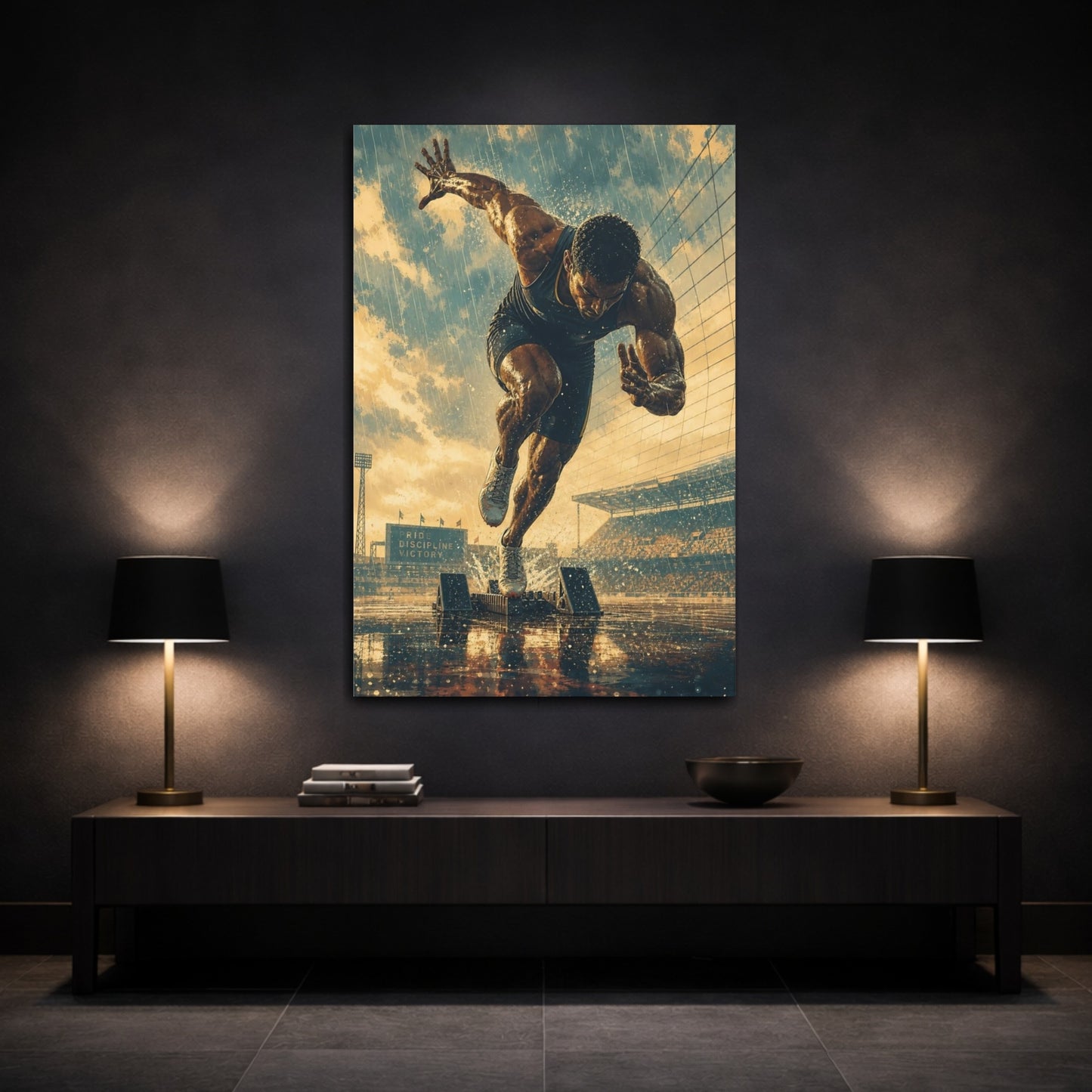 Mockup 3. Sports Sprinter Powerful Sprinter shown as canvas print