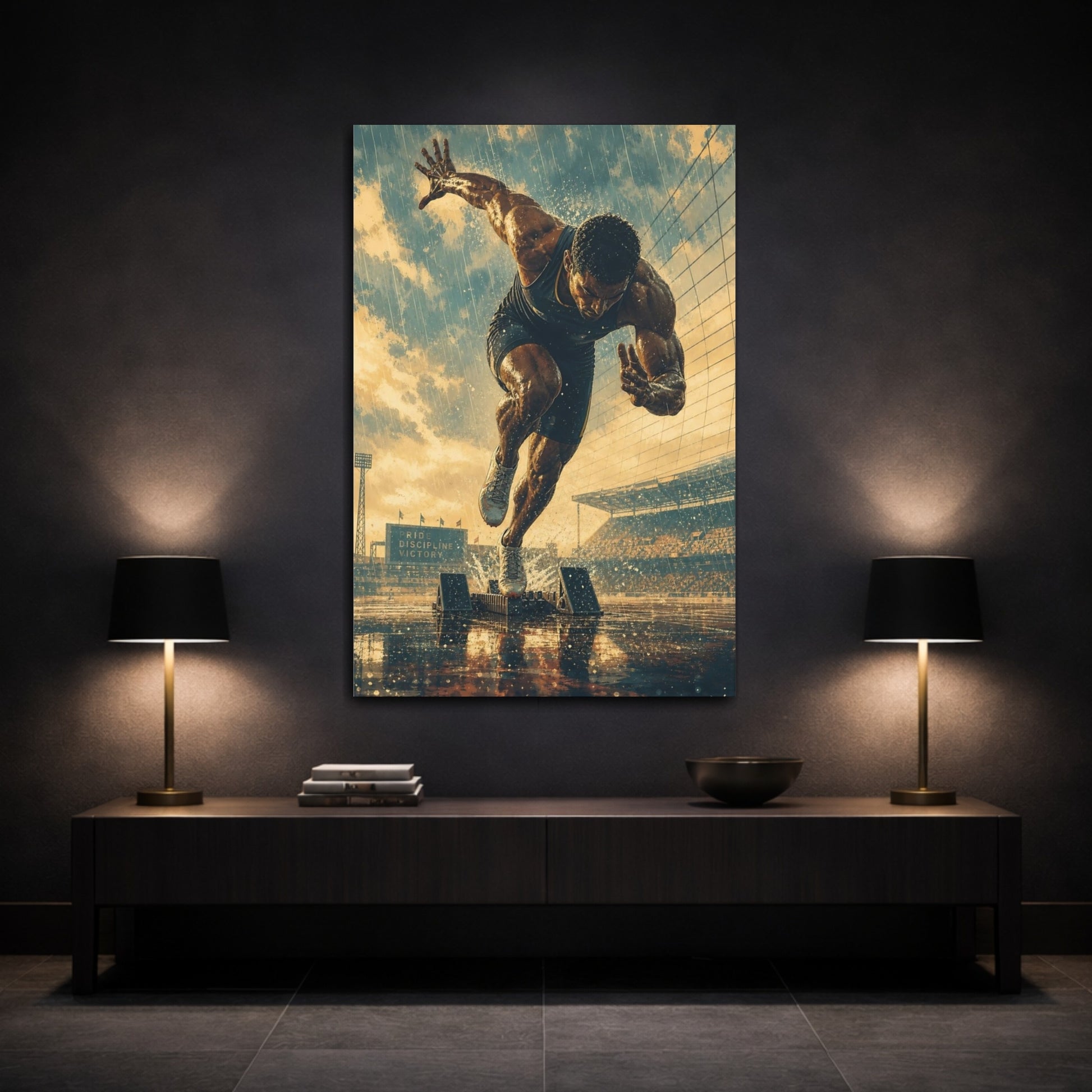 Mockup 3. Sports Sprinter Powerful Sprinter shown as canvas print