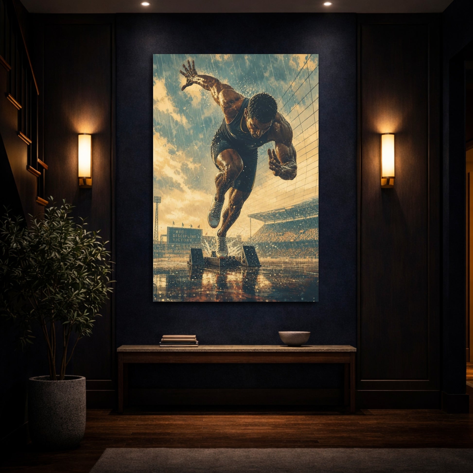 Mockup 4. Sports Sprinter Powerful Sprinter shown as canvas print