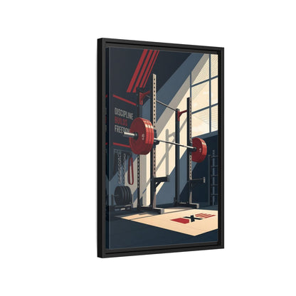 Side Mockup 3. Sports Squat Rack Red Squat Rack shown as framed canvas print
