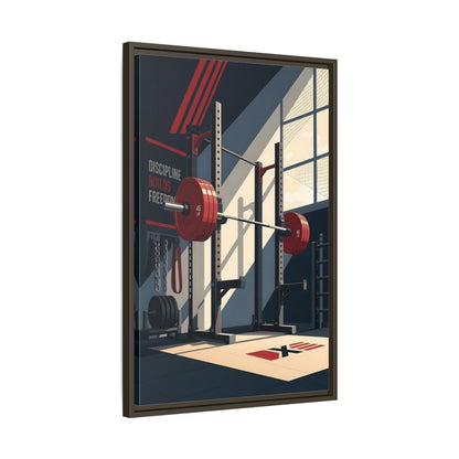 Side Mockup 11. Sports Squat Rack Red Squat Rack shown as framed canvas print