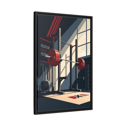 Side Mockup 14. Sports Squat Rack Red Squat Rack shown as framed canvas print