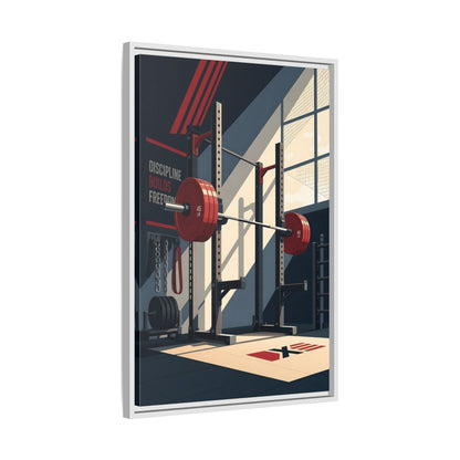 Side Mockup 10. Sports Squat Rack Red Squat Rack shown as framed canvas print