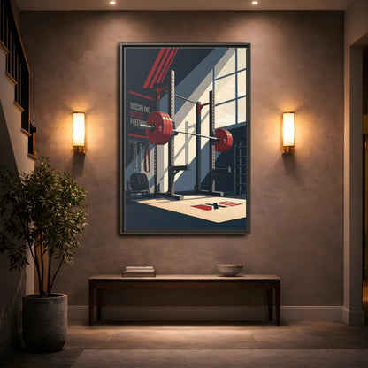 Mockup 2. Sports Squat Rack Red Squat Rack shown as framed canvas print