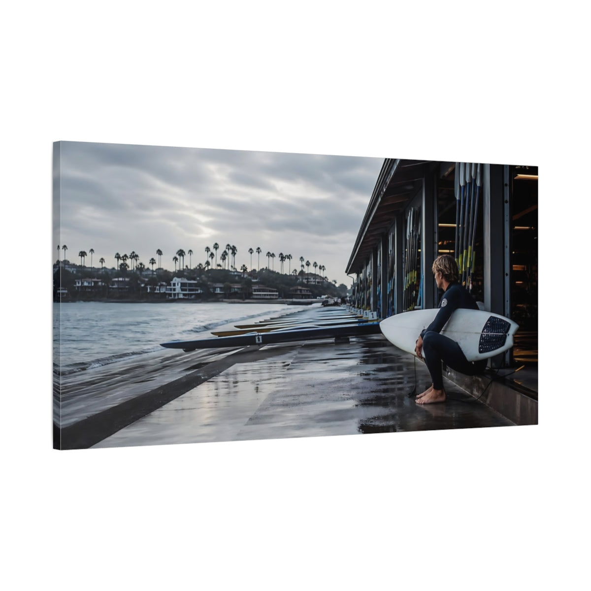 Main Mockup. Sports Surfer Blue And Gray shown as canvas print