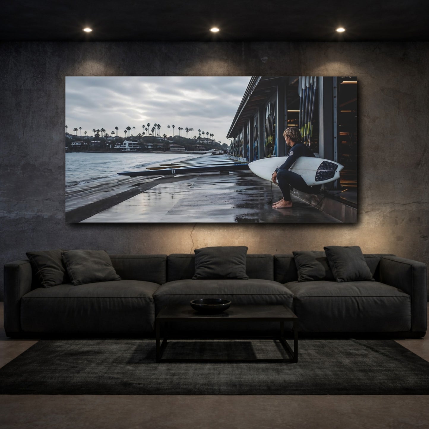 Mockup 3. Sports Surfer Blue And Gray shown as canvas print