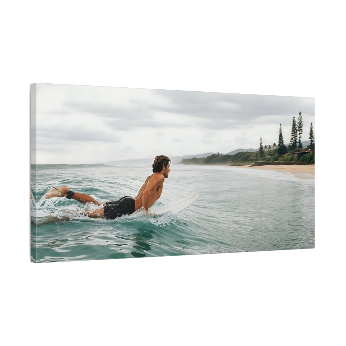 Side Mockup 1. Sports Surfer Ocean Surfing shown as canvas print