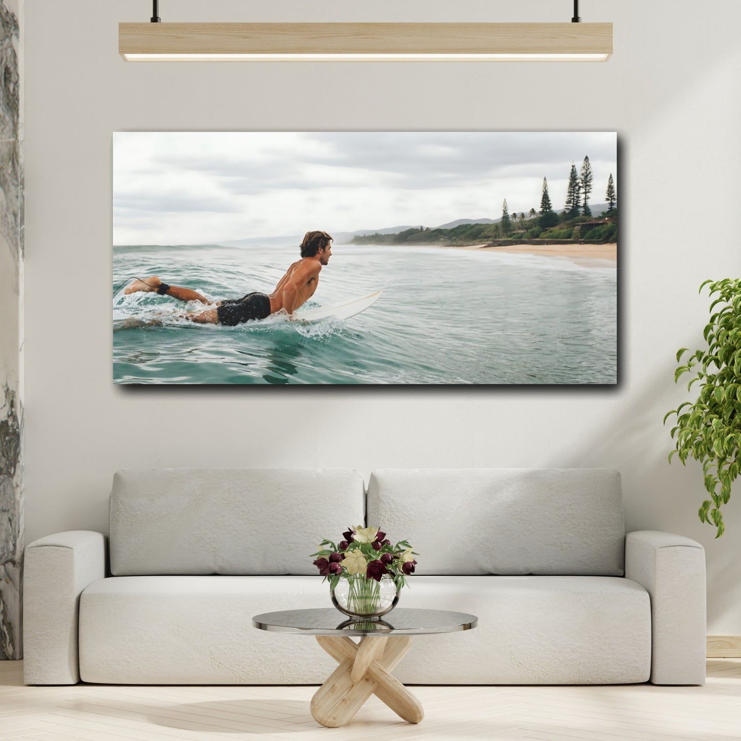 Mockup 2. Sports Surfer Ocean Surfing shown as canvas print