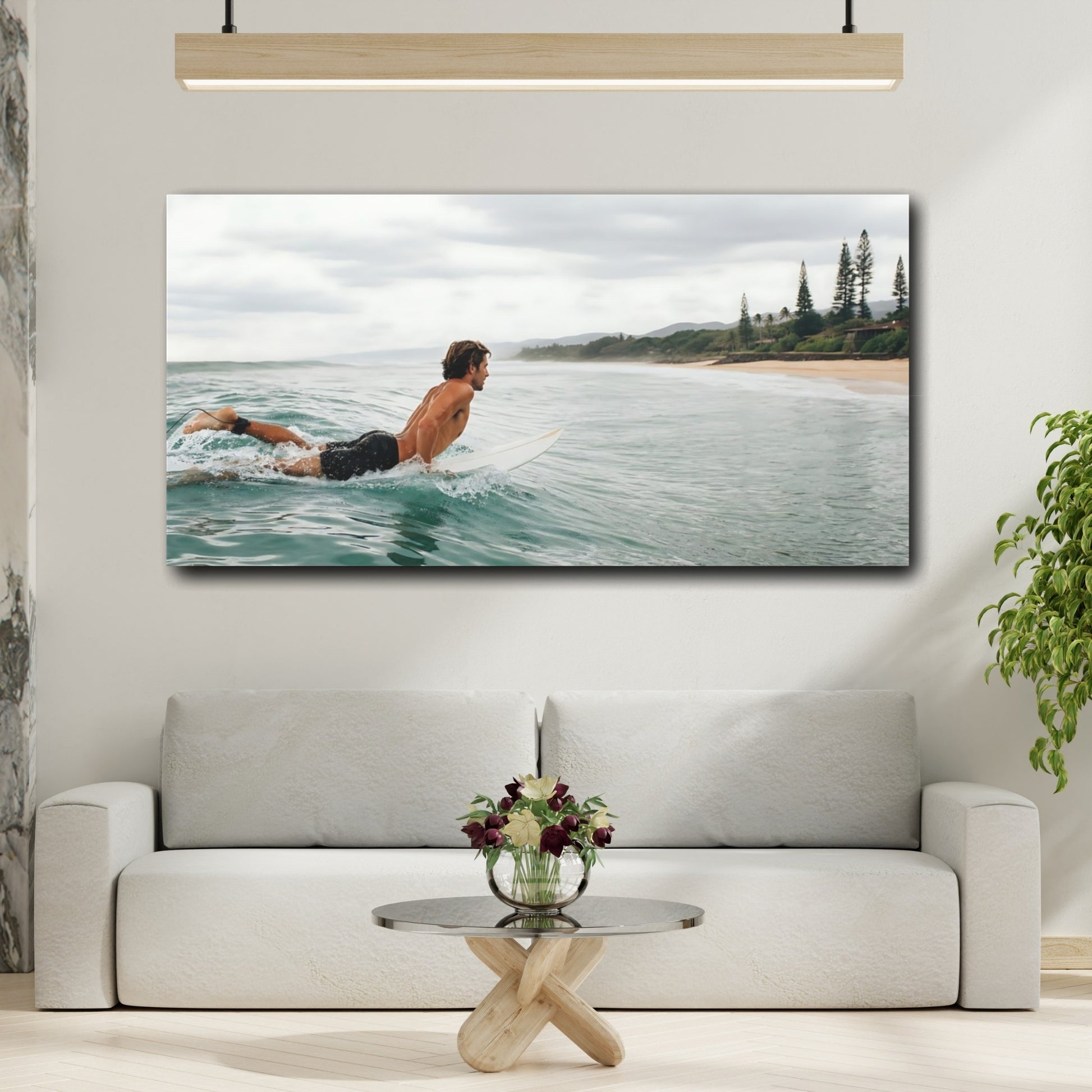 Mockup 2. Sports Surfer Ocean Surfing shown as canvas print