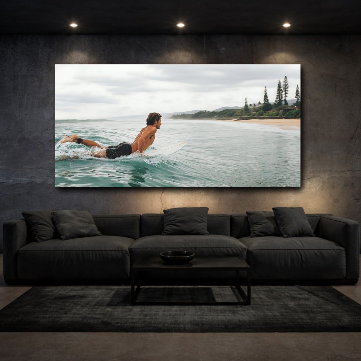 Mockup 3. Sports Surfer Ocean Surfing shown as canvas print