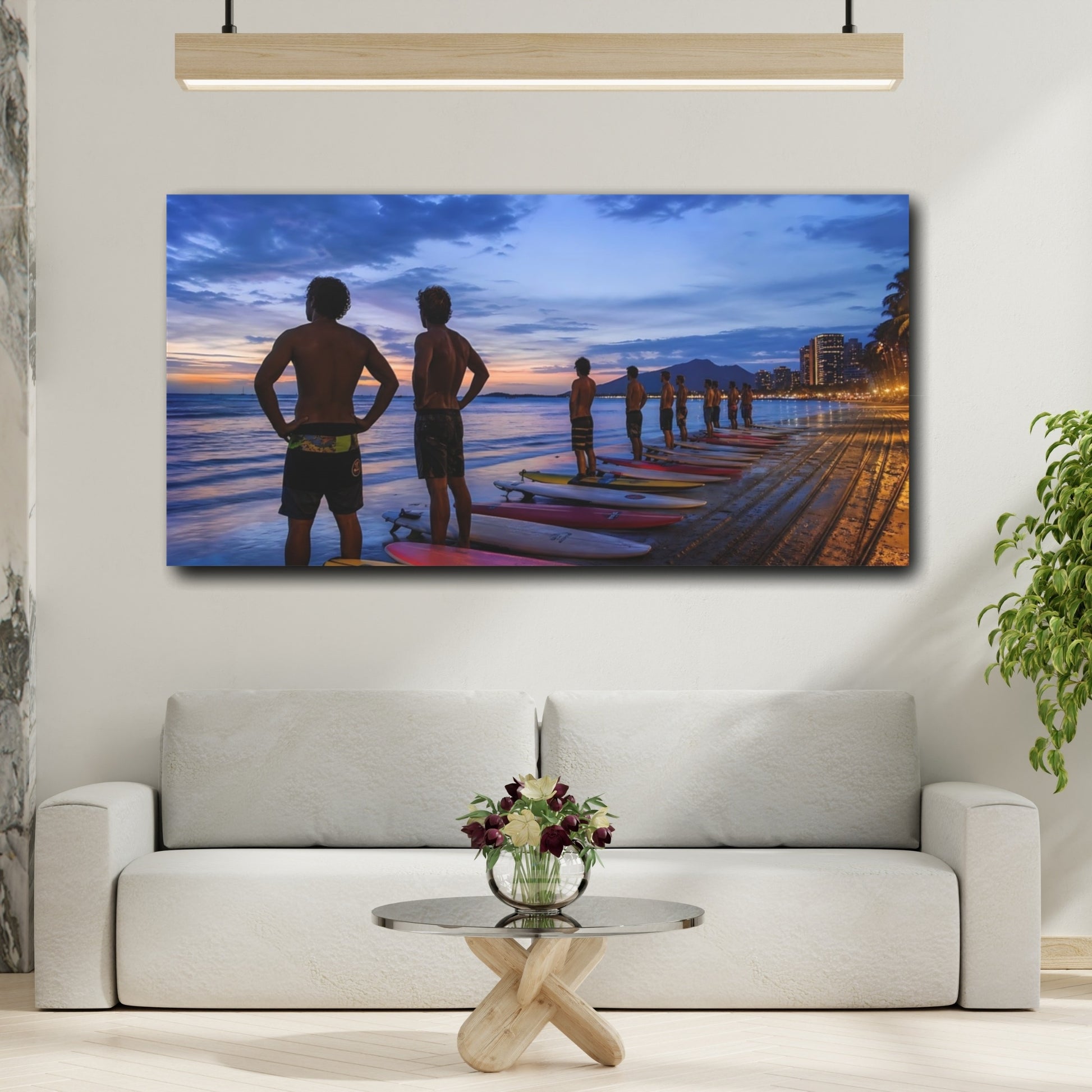 Mockup 2. Sports Surfers Blue And Orange shown as canvas print