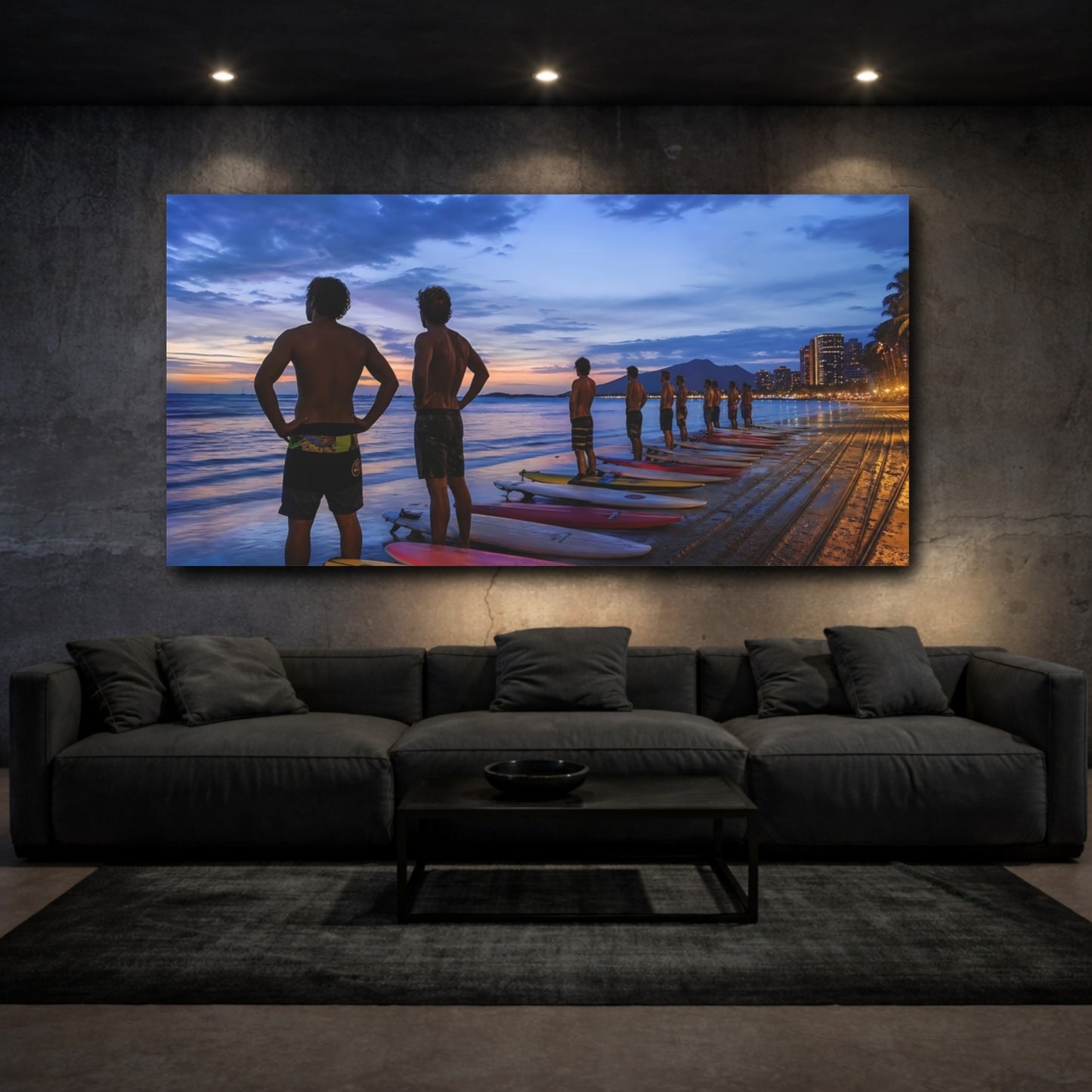 Mockup 4. Sports Surfers Blue And Orange shown as canvas print