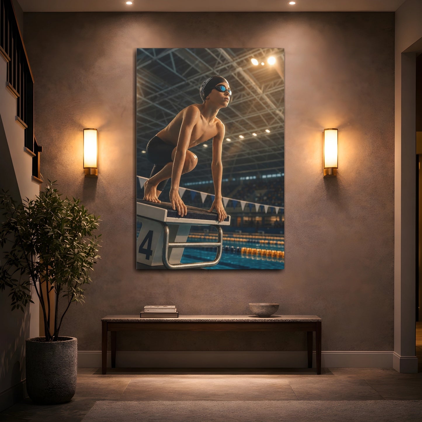Mockup 2. Sports Swimmer Swimmer Blue shown as canvas print