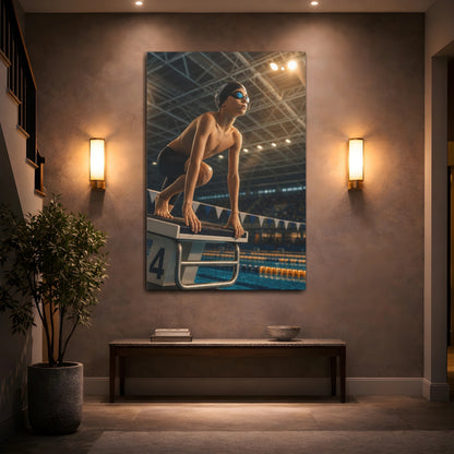 Mockup 2. Sports Swimmer Swimmer Blue shown as canvas print