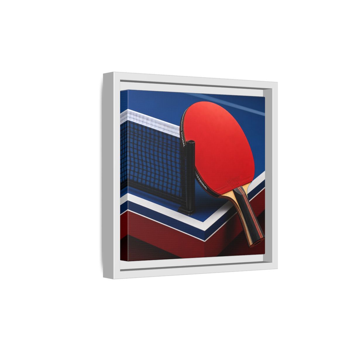 Side Mockup 19. Sports Table Tennis Paddle Table Tennis Sports shown as framed canvas print