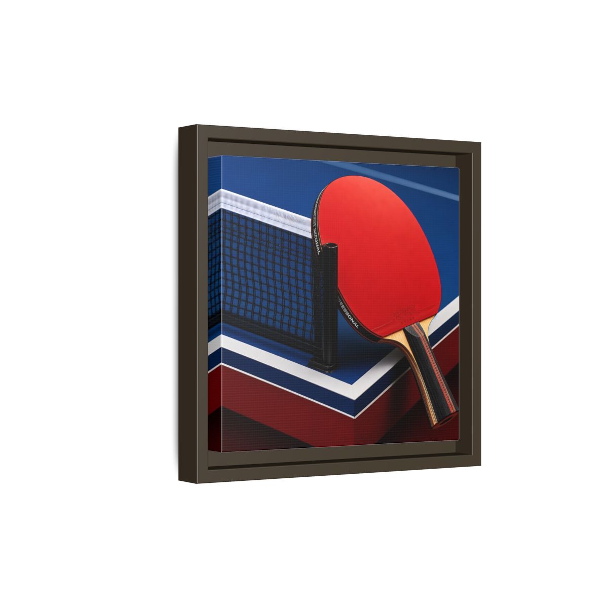 Side Mockup 20. Sports Table Tennis Paddle Table Tennis Sports shown as framed canvas print