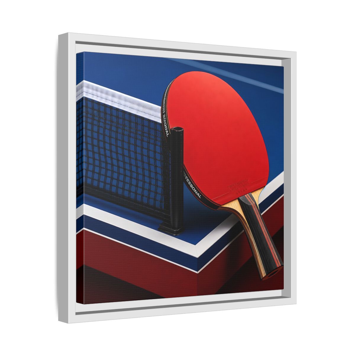 Side Mockup 28. Sports Table Tennis Paddle Table Tennis Sports shown as framed canvas print