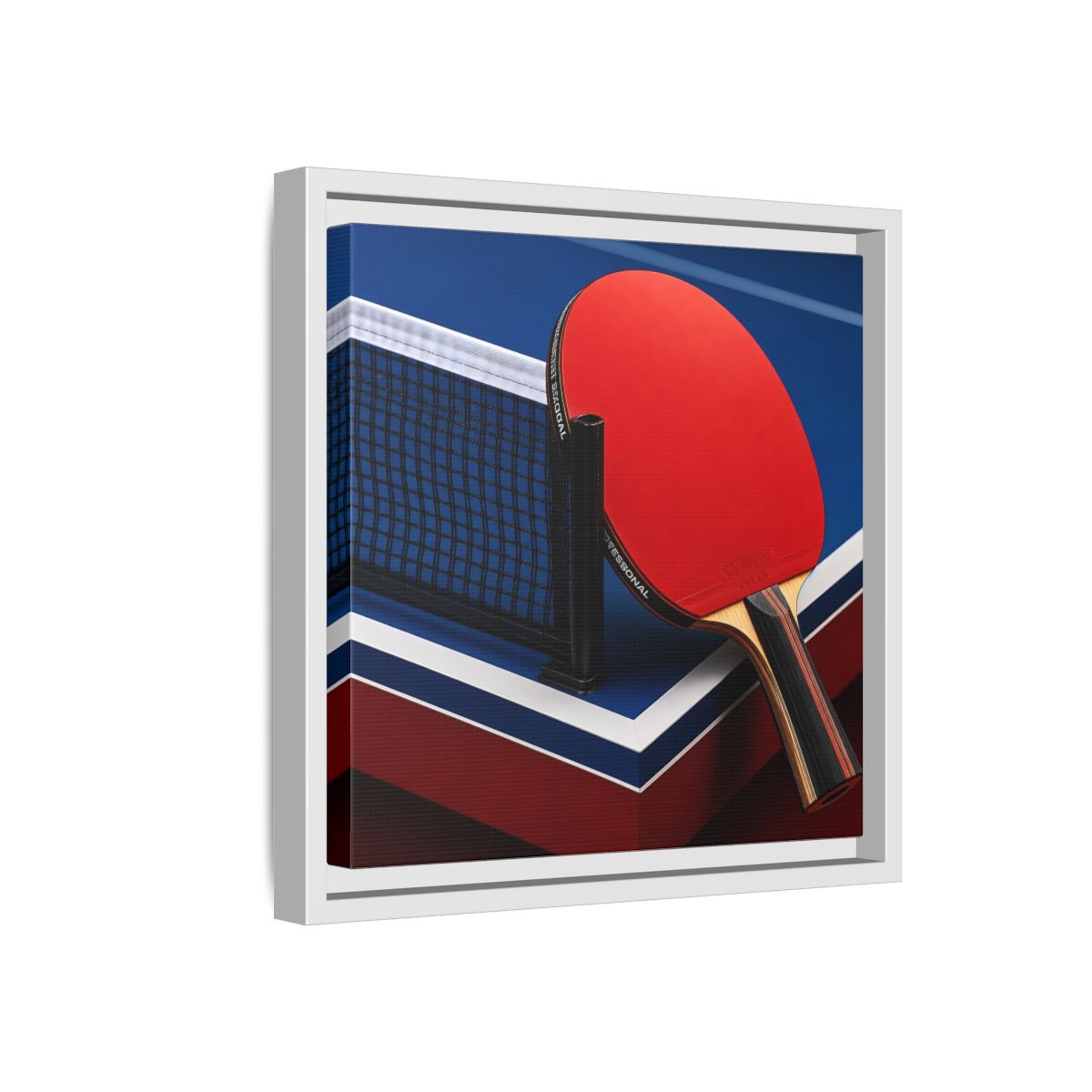 Side Mockup 16. Sports Table Tennis Paddle Table Tennis Sports shown as framed canvas print